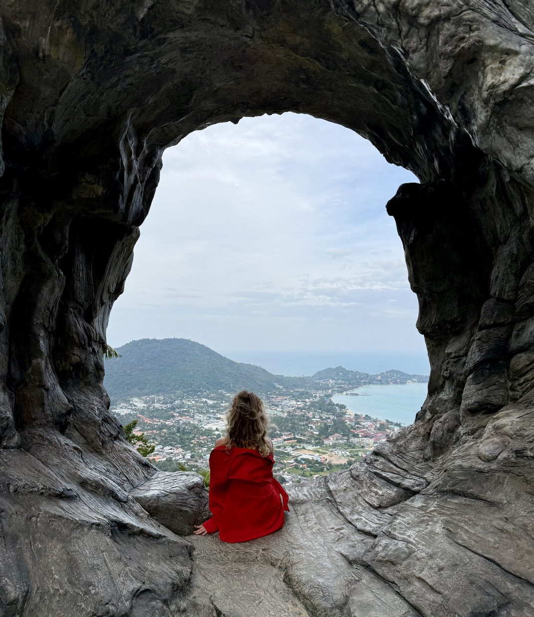 Looking out over Lamai from a rock arch above the Koh Samui coast